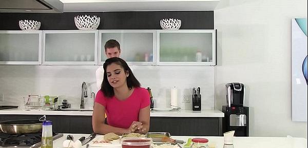  CUM KITCHEN Young Teen Violet Starr Fucks in the Kitchen while Cooking